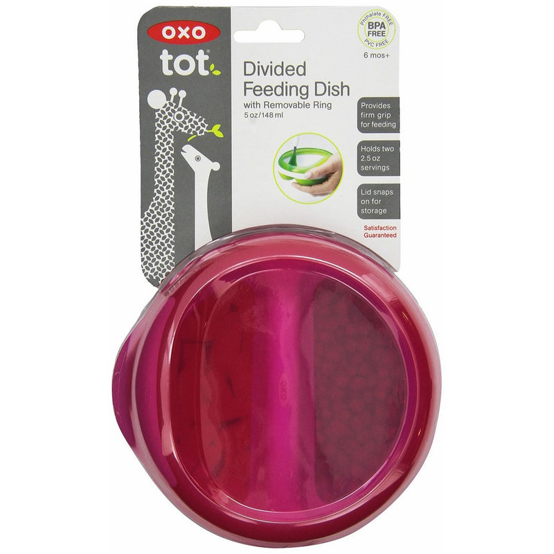 OXO Tot Divided Feeding Dish with Removable Ring and Storage Lid - Pink