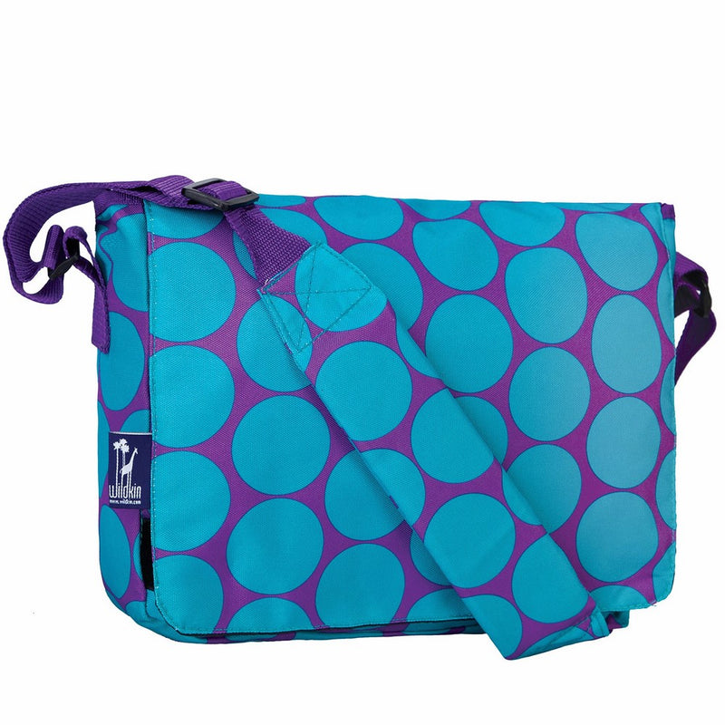 Messenger Bag, Wildkin 13 x 10 Inch Messenger Bag, Includes Interior and Exterior Pockets and Velcro Closure, Ages 8, Perfect for School, Sports, and Day Trips – Big Dot Aqua