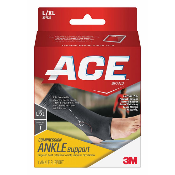 ACE Brand Compression Ankle Support, Large/Extra Large, America's Most Trusted Brand of Braces and Supports, Money Back Satisfaction Guarantee