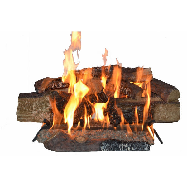 Country Split Oak Vented Dual Burner Log Set for Natural Gas Fireplace, 24-Inch