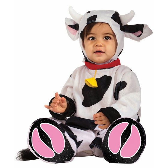 Rubie's Cuddly Jungle Mr. Moo Cow Romper Costume, White/Black, 12-18 Months