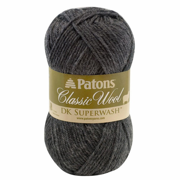 PatonsClassic Wool DK Yarn - (3) Light Gauge 100% Wool - 1.75 oz -Dark Grey-For Crochet, Knitting & Crafting