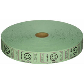 2000 Green Smile Single Roll Consecutively Numbered Raffle Tickets
