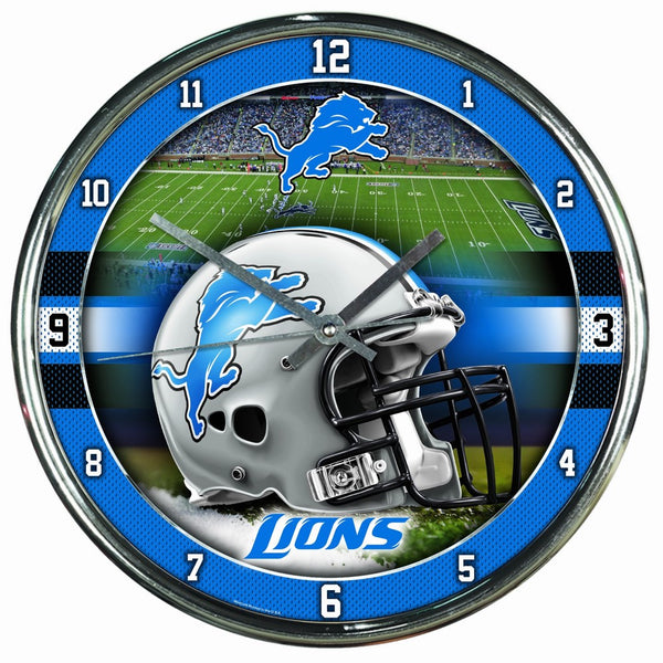 WinCraft NFL Detroit Lions Chrome Clock, 12" x 12"