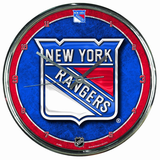 WinCraft NHL New York Rangers Chrome Clock, 12" x 12"