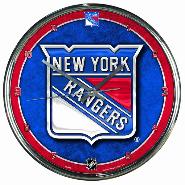 WinCraft NHL New York Rangers Chrome Clock, 12" x 12"