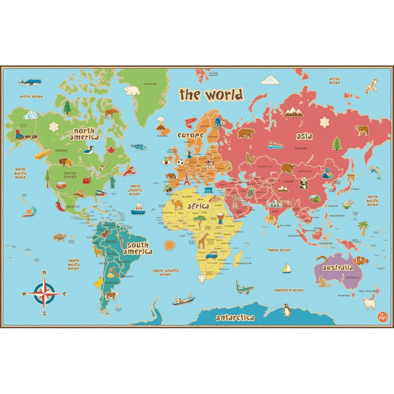 Wall Pops WPE0624 Kids World Dry Erase Map Decal Wall Decals