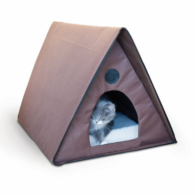 K&H Pet Products Outdoor Kitty House Multi-Kitty A-Frame (Unheated) Chocolate 35" x 20.5" x 20"