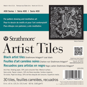 Strathmore 105-974 400 Series Artagain Artist Tiles, Coal Black 6"x6", 30 Sheets