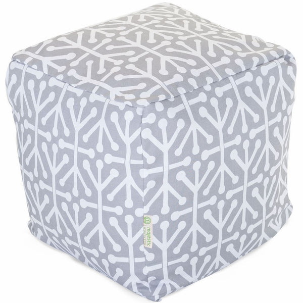 Majestic Home Goods Aruba Indoor / Outdoor Bean Bag Ottoman Pouf Cube, 17" x 17" x 17" (Gray)