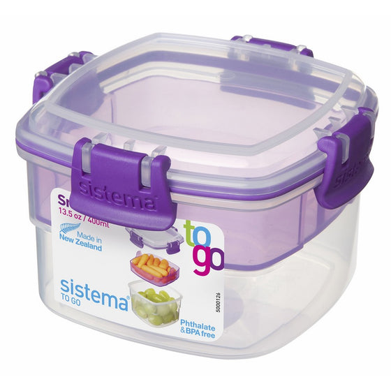 Sistema 21320 To Go Collection Snack Food Storage Container, 13.5 Oz, Assorted Color