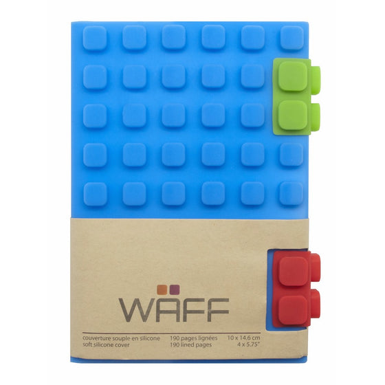 WAFF Soft Silicone Cover Notebook/Journal, Medium 5.75” x 4" Blue