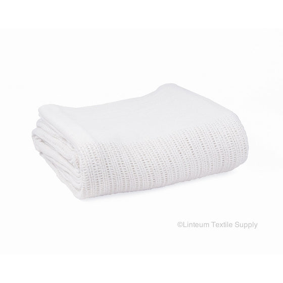 Linteum Textile 100% Cotton Open-Cell Weave HOSPITAL THERMAL BLANKET 66x90 Inch. White