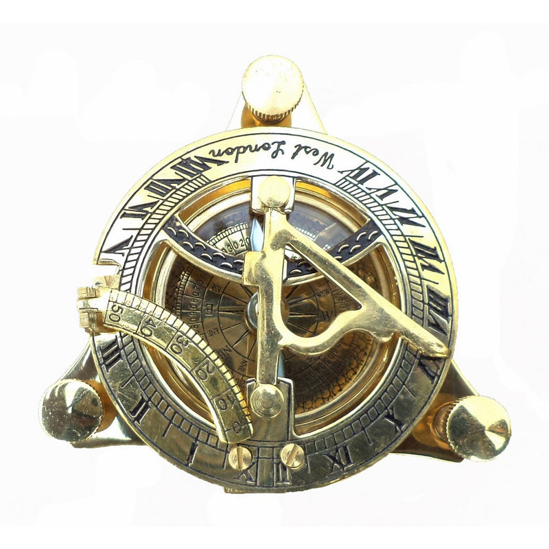 Maritime Collectible Sundial Compass Vintage Navigational Compass Shiny Brass
