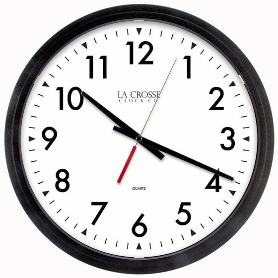 Lacrosse 404-2636-INT Commercial Analog Wall Clock, 14", Black