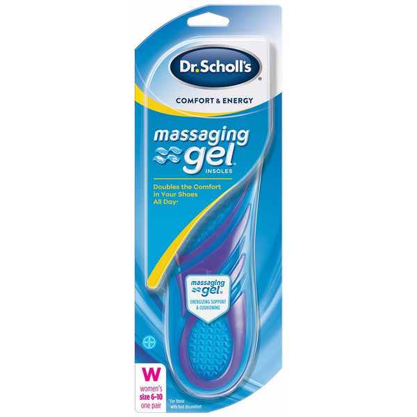 Dr. Scholl's Comfort and Energy Massaging Gel Insoles for Women, 1 Pair, Size 6-10