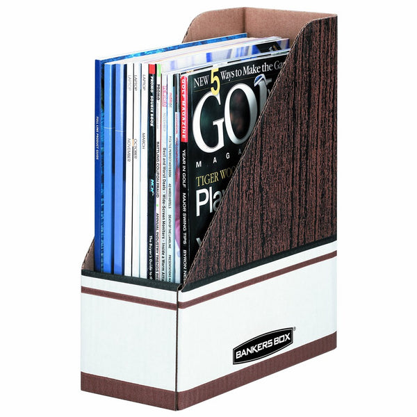 Bankers Box 07223 Corrugated Cardboard Magazine File, 4 x 9 x 11 1/2, Wood Grain (Case of 12)