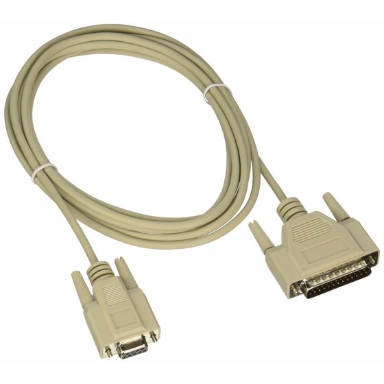 C2G 02519 DB9 Female to DB25 Male Serial RS232 Modem Cable, Beige (10 Feet, 3.04 Meters)