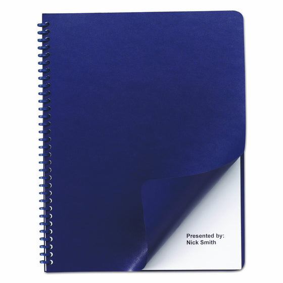 GBC Leather Look Premium Presentation Covers, Binding Covers, Non-Window, Rounded Corners, Navy, 200 Pieces Per Box (2000711)