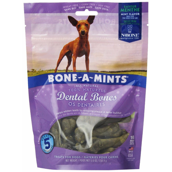 N-Bone Bone-A-Mints All natural, Wheat-Free Breath Freshening Bone, 5.60-Ounce, Mini, 16-Pack