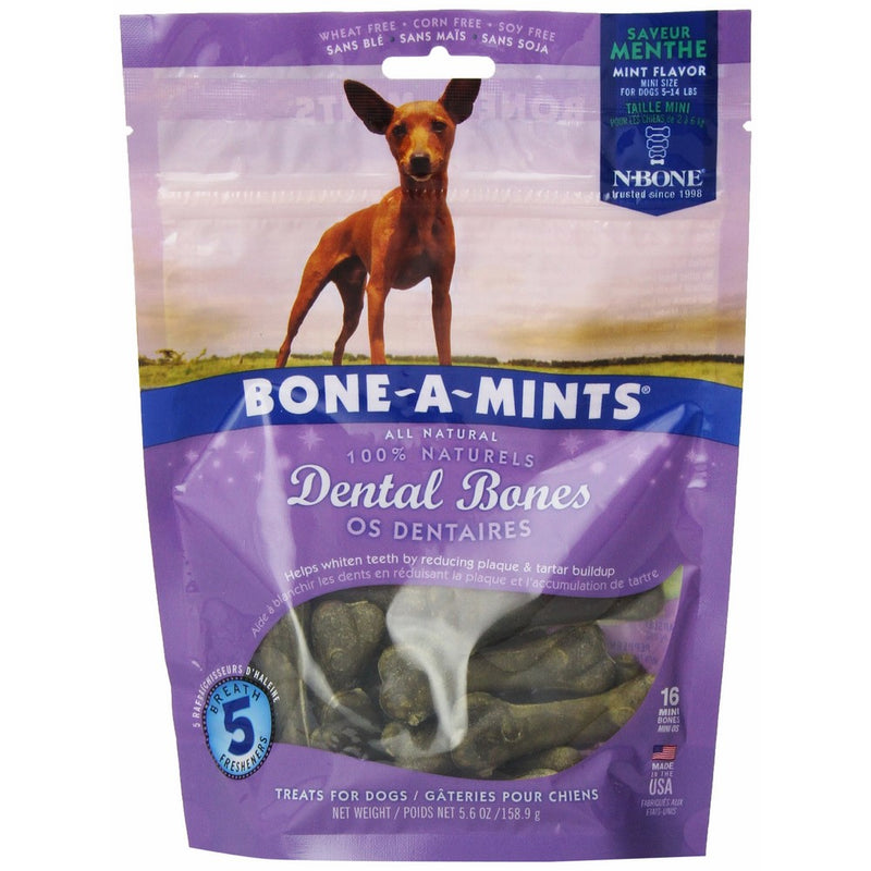 N-Bone Bone-A-Mints All natural, Wheat-Free Breath Freshening Bone, 5.60-Ounce, Mini, 16-Pack