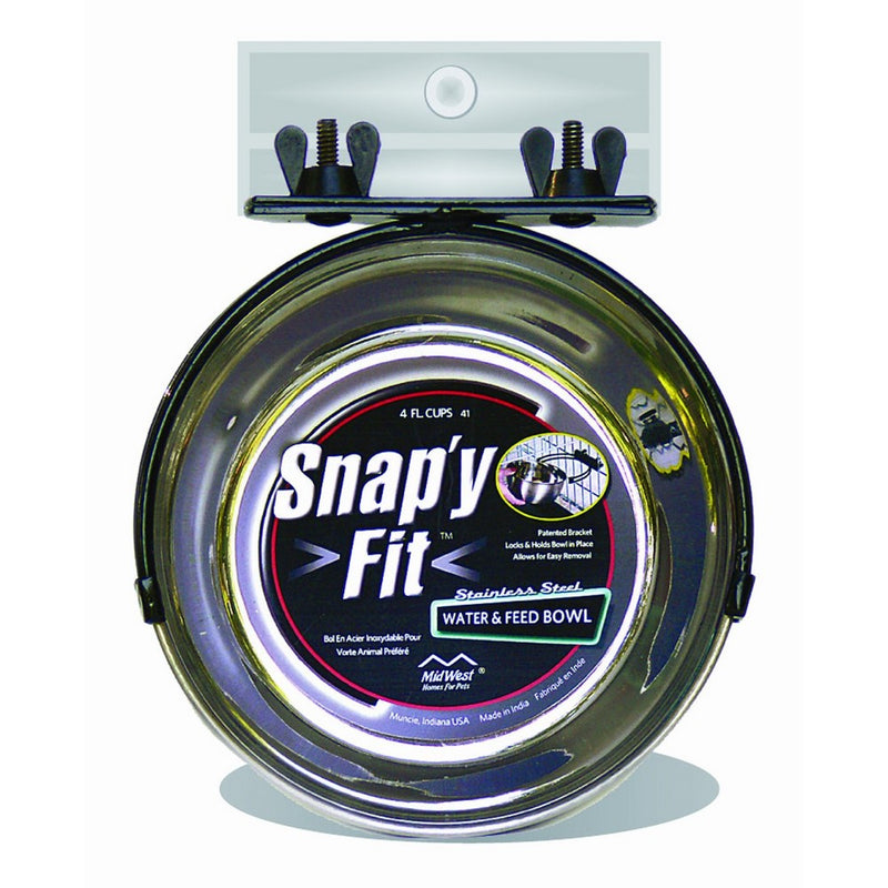 MidWwest Homes for Pets Snap'y Fit Stainless Steel Food Bowl/Pet Bowl, 1 qt. for Dogs & Cats