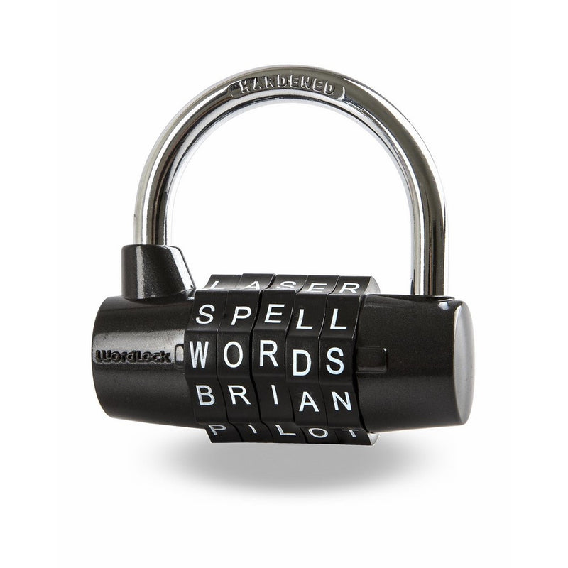 Wordlock PL-004-BK 5-Dial Combination Padlock, Black