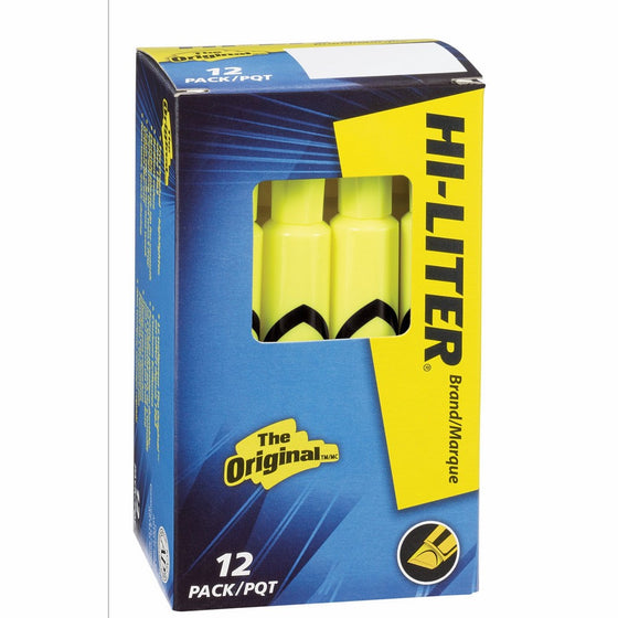 HI-LITER Desk Style, Fluorescent Yellow, Box of 12 (24000)