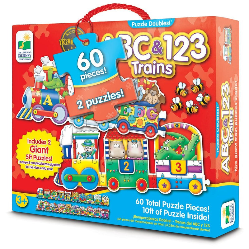 The Learning Journey Puzzle Doubles - Giant ABC & 123 Train Floor Puzzles - Two Puzzles in One