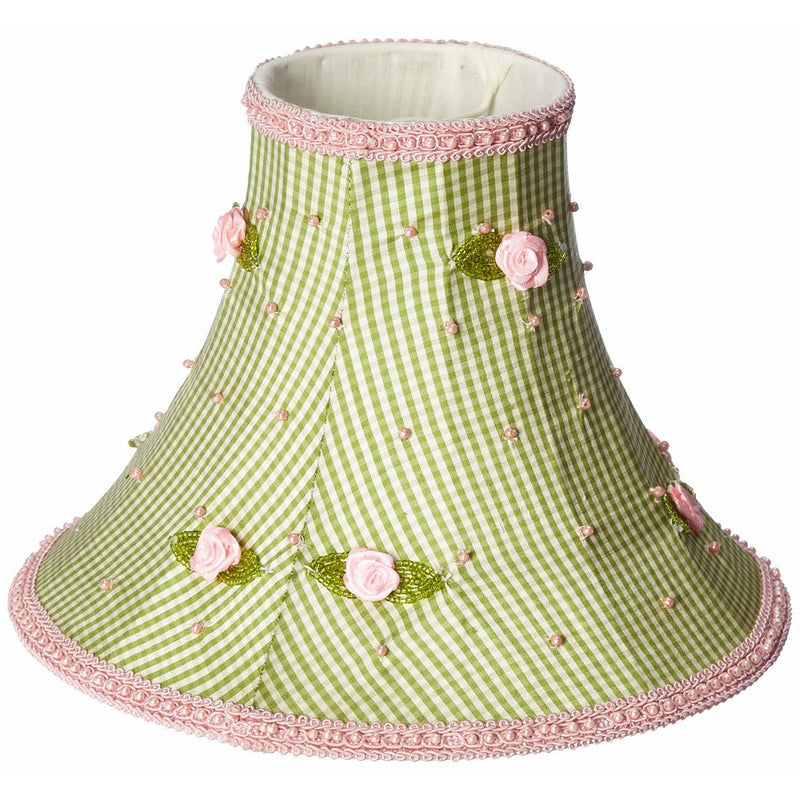 Jubilee Collection 3293 Green Check with Pink Rosebud Shade, Medium