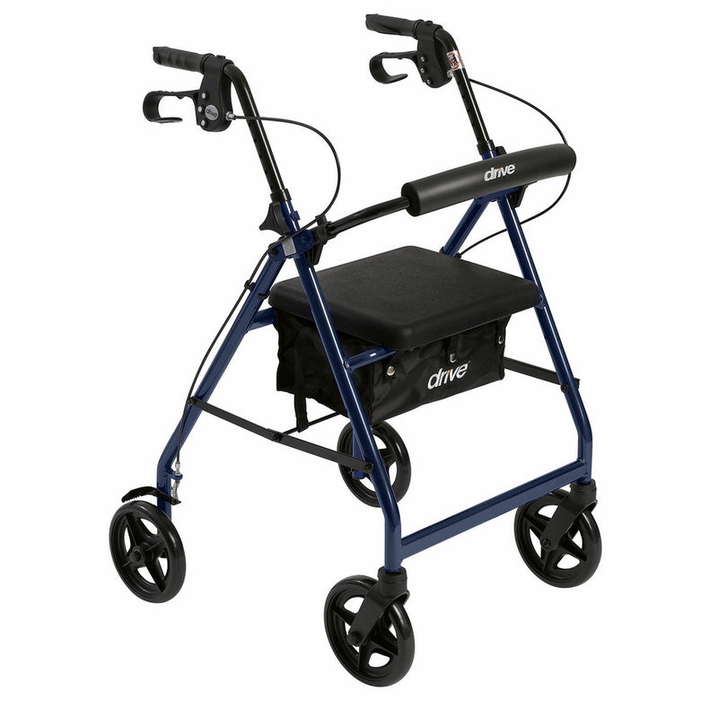 Drive Medical Rollator Walker with Fold Up and Removable Back Support and Padded Seat, Blue