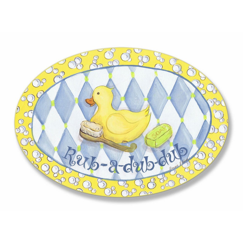 The Kids Room by Stupell Rub-A-Dub-Dub Rubber Ducky Oval Wall Plaque, 10 x 0.5 x 15, Proudly Made in USA