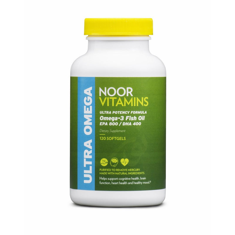 NoorVitamins Omega 3 Fish Oil Pills - ULTRA POTENCY FORMULA - 1200mg EPA/DHA Per Serving - 120 Softgels - Halal Vitamins (1)