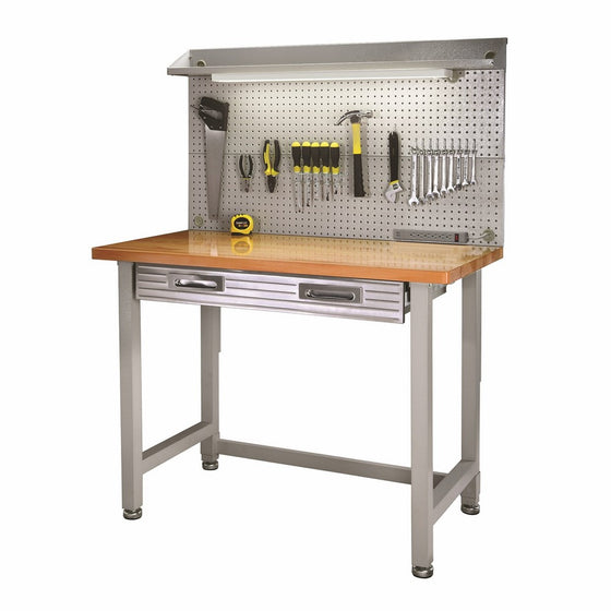 Seville Classics (UHD20247B) UltraHD Lighted Workbench (48L x 24W x 65.5H Inches) Stainless Steel
