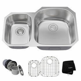 Kraus KBU25 32 inch Undermount 60/40 Double Bowl 16 gauge Stainless Steel Kitchen Sink