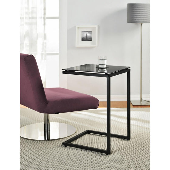 Ameriwood Home Crane Glass Top C Table, Black