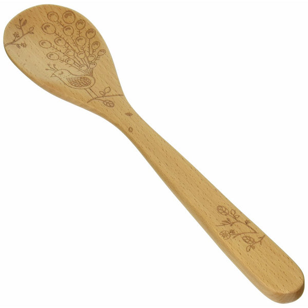 Talisman Designs Beechwood Mixing Spoon, Woodland Design, Laser Etched Art, 12-inches Long