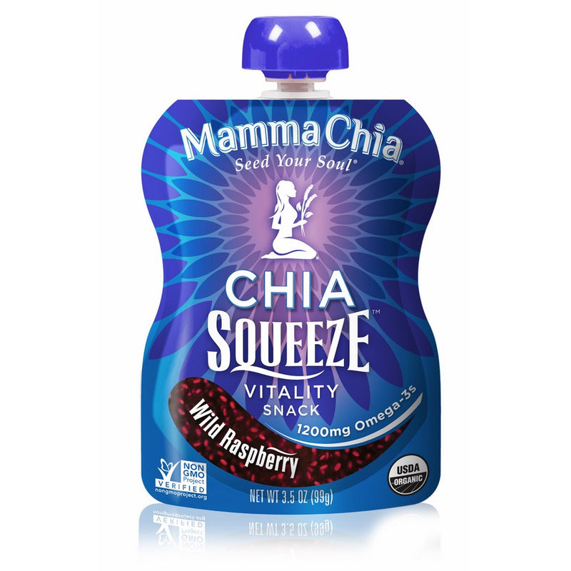 Mamma Chia Squeeze Organic Vitality Snack, Wild Raspberry, 8 Count, 3.5oz