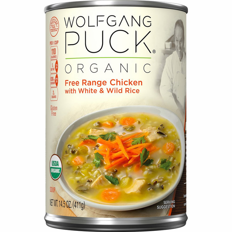 Wolfgang Puck Organic Free Range Chicken with White & Wild Rice Soup, 14.5 oz (Pack of 12)