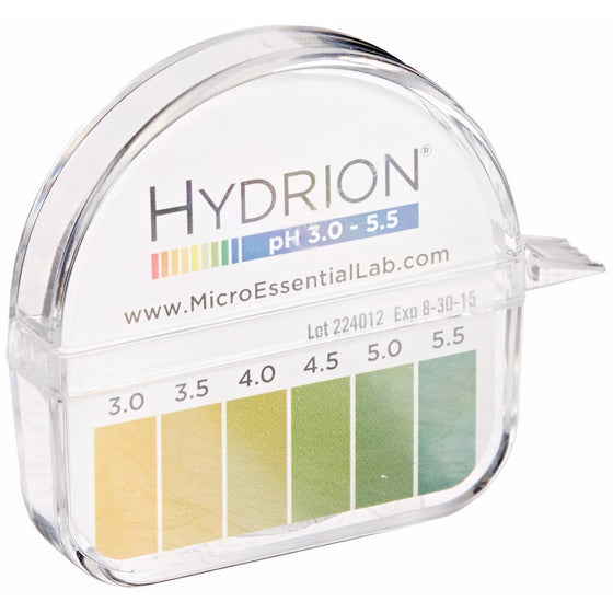 Micro Essential Lab 3110M18EA 325 Hydrion Short Range pH Test Paper Dispenser, 3.0-5.5 pH