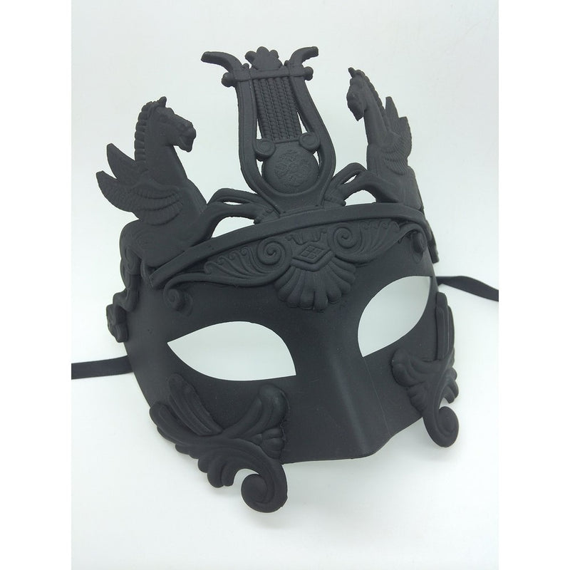 New Roman Hercules Men's Mask Ancient Greek Mardi Gras Venetian All Black Mask Halloween Ball Masquerade Mask