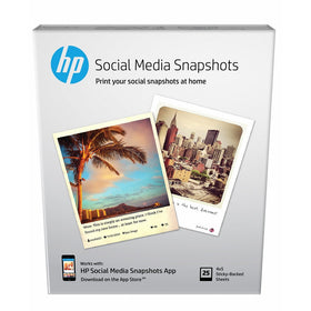 HP Photo Paper, Sticky Back Social Media Snapshots (4x5") 25 sheets