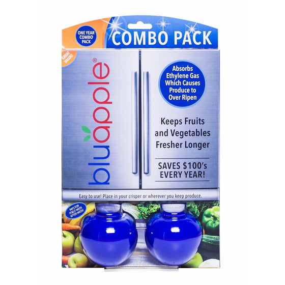 Bluapple One Year Combo Pack Produce Freshness Extender for Fresh Fruits and Vegetables to Extend the Life of Produce