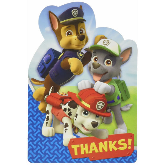 Amscan Amazing Paw Patrol Birthday Postcard Thank You Party Supplies (8 Piece), Blue/Red, 6 1/4 x 4 1/4"