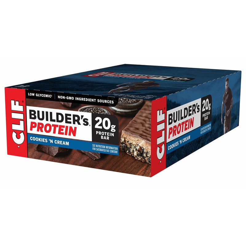 CLIF BUILDER'S - Protein Bar - Cookies and Cream - 2.4 Ounce Non-GMO Bar, 12 Count
