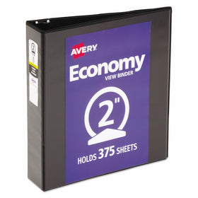 Avery Economy View Binder with 2 Inch Round Ring, Black, 1 Binder (5730)