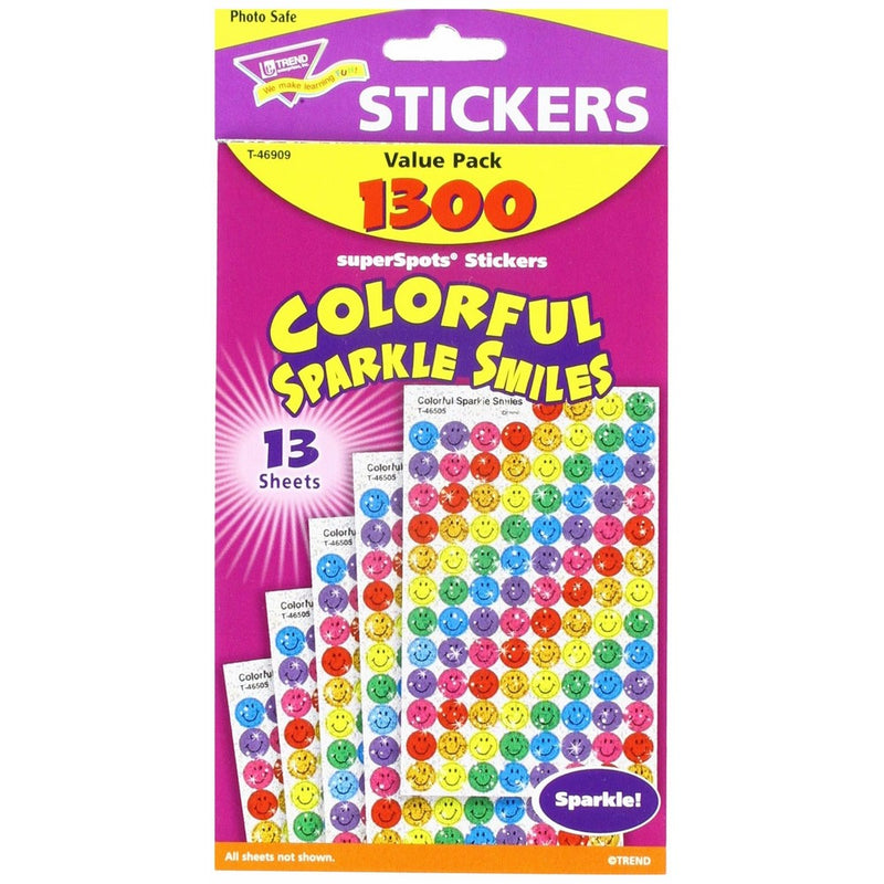Colorful Sparkle Smiles Stickers Value Pack (1300 Stickers)