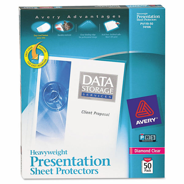 Avery Heavyweight Diamond Clear Sheet Protectors, 8.5" x 11", Acid-Free, Archival Safe, Easy Load, 50ct (74106)