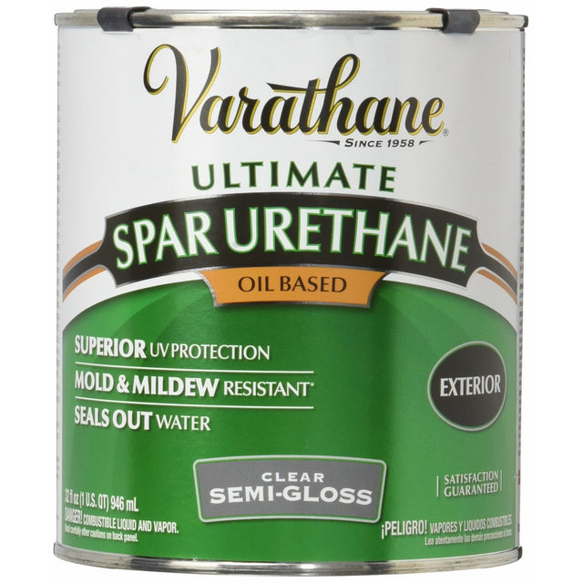 Rust-Oleum Varathane 9441H 1-Quart Classic Clear Oil Based Outdoor Spar Urethane, Semi-Gloss Finish