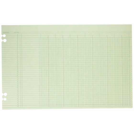 Wilson Jones Green Columnar Ruled Ledger Paper, 12 Columns and 36 Lines per Page, 11 x 17 Inches, 100 Sheets per Pack (WG50-12A)